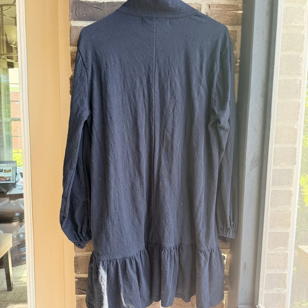 Free People Hudson Beach Mini Tunic Dress Boho Ruffle Hem‎ Womens M Black